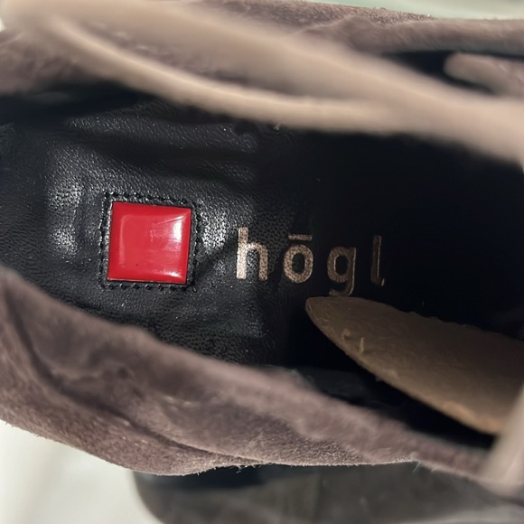 Hogl Suede Leather Ankle Boots Trainers in Taupe/ Mid Brown Heel Laced size 7 US - Picture 6 of 10